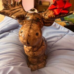 Charming Brown Moose with Red Bow